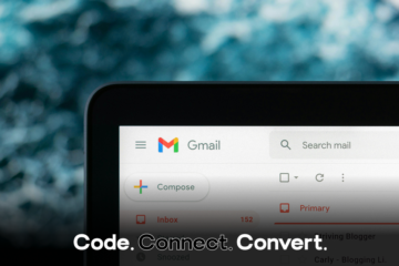 A close-up view of a device screen showing the Gmail interface, with the "Compose" button and search bar clearly visible.