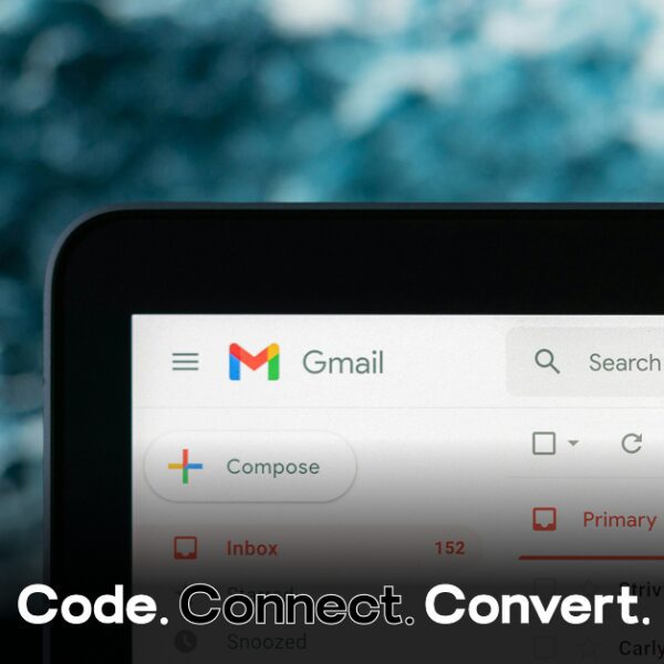 A close-up view of a device screen showing the Gmail interface, with the "Compose" button and search bar clearly visible.